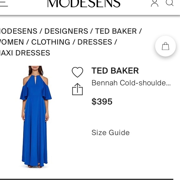 Ted Baker Bennah Cold Shoulder Gold Chain Strap Maxi Dress Cobalt Blue 6 - Picture 2 of 10